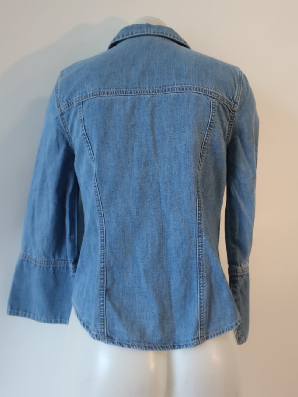 Womens Veronica Beard Jeans "Tivi" Blue Denim Button Down Top XS - Picture 7 of 8